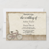 Elegant Chic  Cycling Rustic Wood Wedding Kaart (Voorkant)