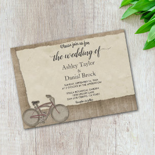 Elegant Chic  Cycling Rustic Wood Wedding Kaart