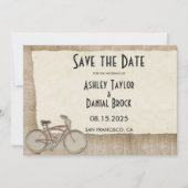 Elegant Chic Cycling Rustic Wood Wedding Save The Date (Voorkant)