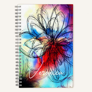 Elegant Chic Dahlia Floral Abstracte handtekening Notitieboek
