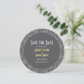 Elegant Chic Damask Art Deco Grey Formal Wedding Save The Date (Staand voorkant)