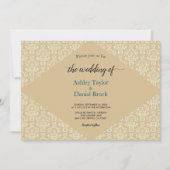 Elegant Chic  Damask beige Formal Wedding Kaart (Voorkant)