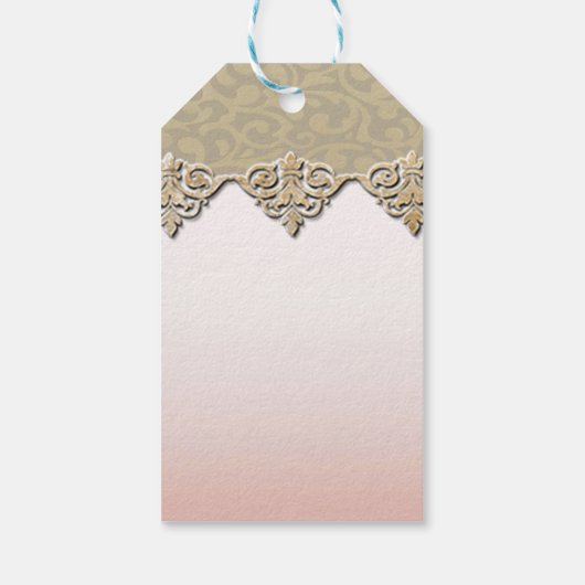 Elegant Chic, Damask, Glittery, Hartelijk dank Cadeaulabel (Achterkant)