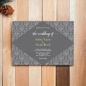 Elegant Chic  Damask Grey Formal Wedding Kaart