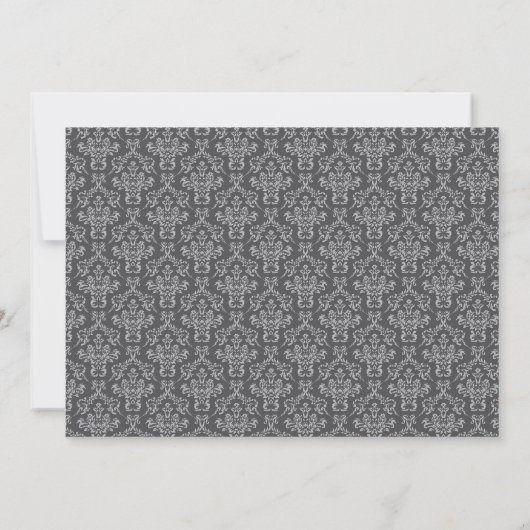 Elegant Chic  Damask Grey Formal Wedding Kaart (Achterkant)