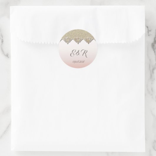 Elegant Chic Damask Ronde Sticker (Tas)