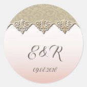 Elegant Chic Damask Ronde Sticker (Voorkant)