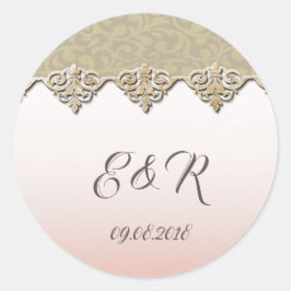 Elegant Chic Damask Ronde Sticker