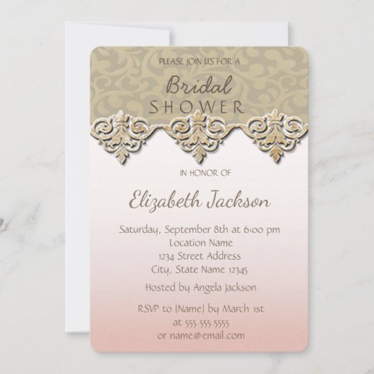 Elegant Chic Damask Vrijgezellenfeest Kaart (Voorkant)