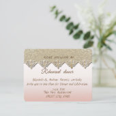 Elegant Chic Damask Weddi Rehearsal Dinner Kaart (Staand voorkant)