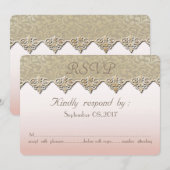 Elegant Chic Damask Wedding RSVP-kaart Kaart (Voorkant / Achterkant)