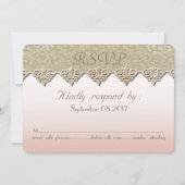 Elegant Chic Damask Wedding RSVP-kaart Kaart (Voorkant)