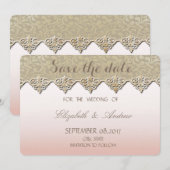 Elegant Chic Damask Wedding Save the date (Voorkant / Achterkant)
