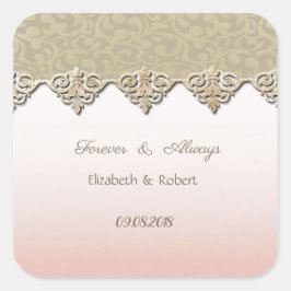 Elegant Chic Damask Wedding Vierkante Sticker