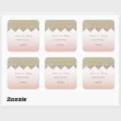 Elegant Chic Damask Wedding Vierkante Sticker (Vel)