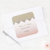 Elegant Chic Damask Wedding Vierkante Sticker (Envelop)