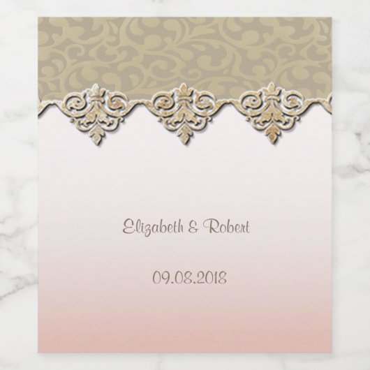 Elegant Chic Damask Wijn Etiket (Enkel label)