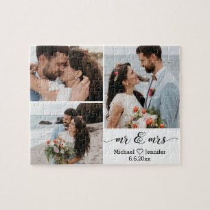 elegant chic de heer & mrs bruiloft 3 foto collage legpuzzel