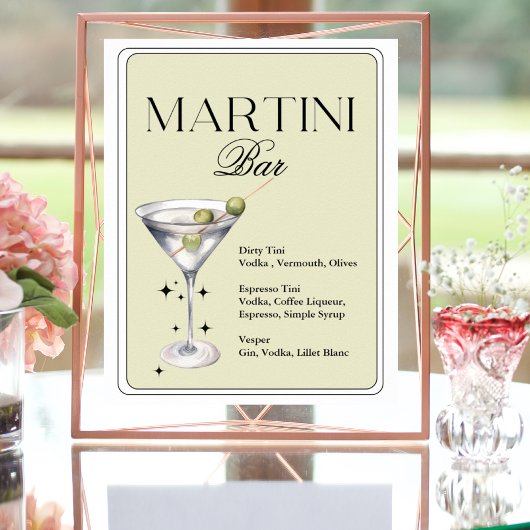 Elegant Chic Dirty Martini Bar Sign Poster