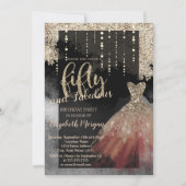 Elegant Chic Dress 50th Birthday Party Kaart (Voorkant)