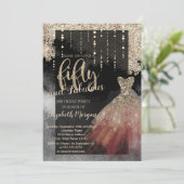 Elegant Chic Dress 50th Birthday Party Kaart (Staand voorkant)