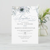 Elegant Chic Dusty Blue Floral Kaart (Staand voorkant)