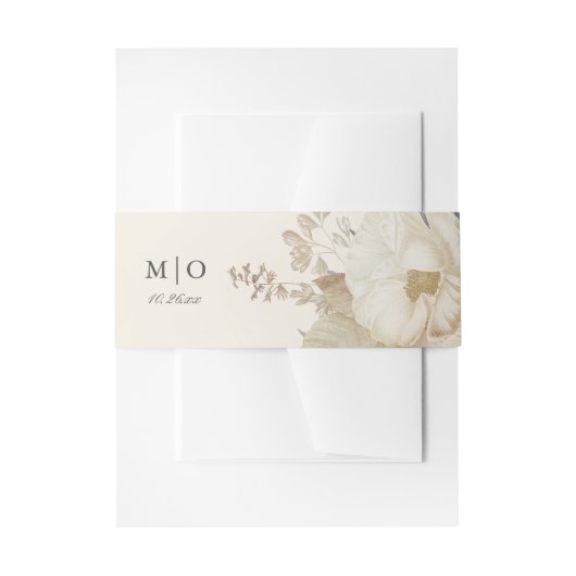 Elegant Chic Ecru Boho Bloemenbruiloft Uitnodigingen Wikkel (Voorkant Voorbeeld)