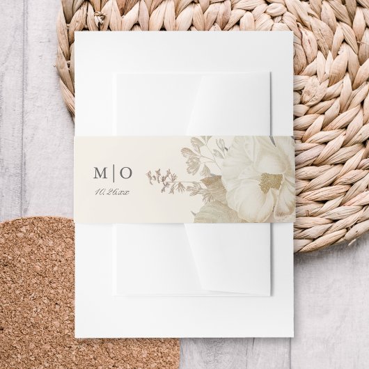 Elegant Chic Ecru Boho Bloemenbruiloft Uitnodigingen Wikkel