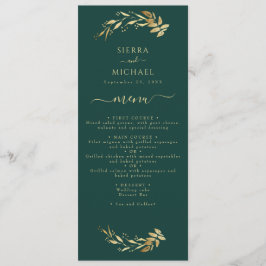 Elegant Chic Emerald Green Gold Wedding Reception Menu