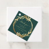 Elegant Chic Emerald Green Golden Foliage Wedding Bedankjes Labels (In situ)