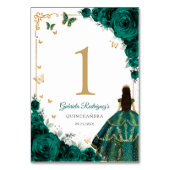 Elegant Chic Emerald Green Roses Gold Quinceanera Kaart (Achterkant)