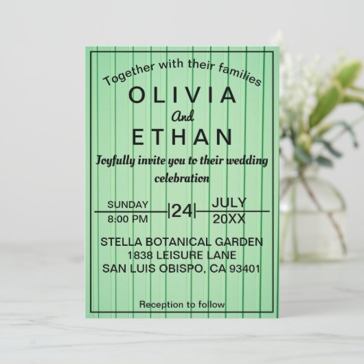 elegant chic emerald green Wedding Invitation Kaart (Staand voorkant)