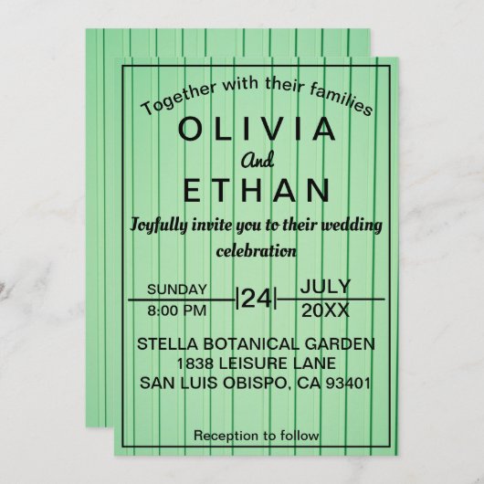 elegant chic emerald green Wedding Invitation Kaart (Voorkant / Achterkant)