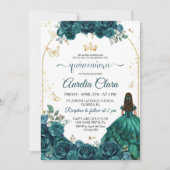 Elegant Chic Emerald Groen Rozen Goud Quinceanera Kaart (Voorkant)