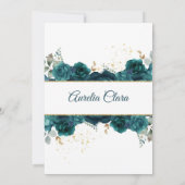 Elegant Chic Emerald Groen Rozen Goud Quinceanera Kaart (Achterkant)