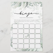 Elegant Chic Eucalyptus Botanical Bingo Game Kaart (Voorkant)