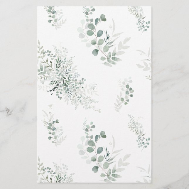 Elegant Chic Eucalyptus Botanical Bingo Game Kaart (Achterkant)