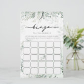 Elegant Chic Eucalyptus Botanical Bingo Game Kaart (Staand voorkant)