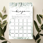 Elegant Chic Eucalyptus Botanical Bingo Game Kaart