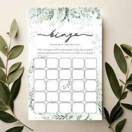 Elegant Chic Eucalyptus Botanical Bingo Game Kaart