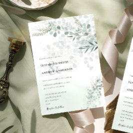 Elegant Chic Eucalyptus Botanical Sage Wedding Kaart