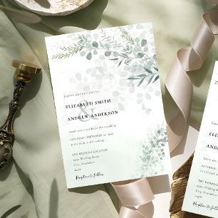 Elegant Chic Eucalyptus Botanical Sage Wedding Kaart