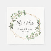 Elegant Chic Eucalyptus Mr en Mrs Wedding Servet (Voorkant)