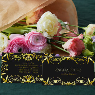 Elegant Chic Fancy Gold  Lijst op zwart Visitekaartje