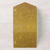 Elegant chic fancy gouden goudglitter all in one uitnodiging (Buitenkant)