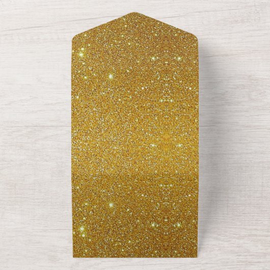 Elegant chic fancy gouden goudglitter all in one uitnodiging (Buitenkant)