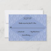 Elegant Chic Fancy Navy Blue Damask Formal Wedding RSVP Kaartje (Voorkant)