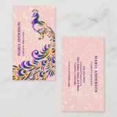 Elegant Chic Faux Glitter Pink Paars Peacock Visitekaartje (Voorkant / Achterkant)