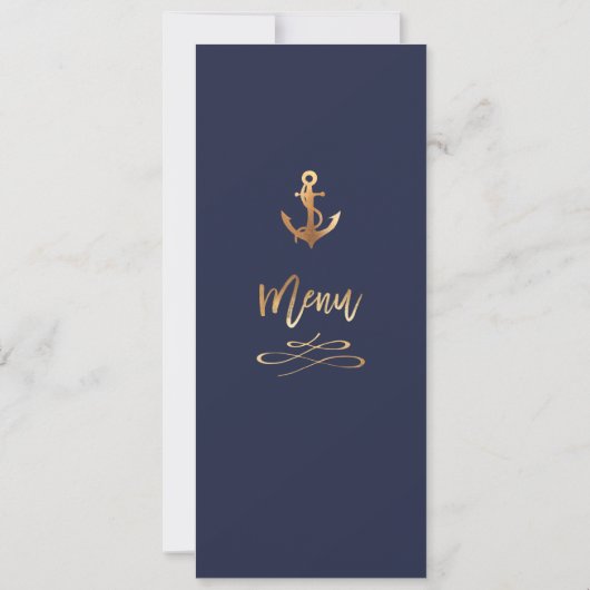 Elegant + Chic Faux Gold Anchor Menu Kaart (Achterkant)