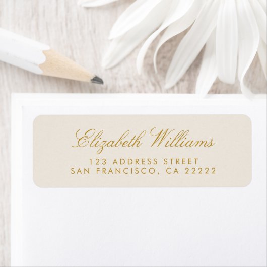 Elegant Chic Faux Gold Cream Return Address Label (Insitu)